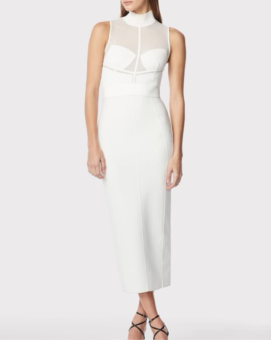 $1390 Herve Leger White Midi Dress - Image 1