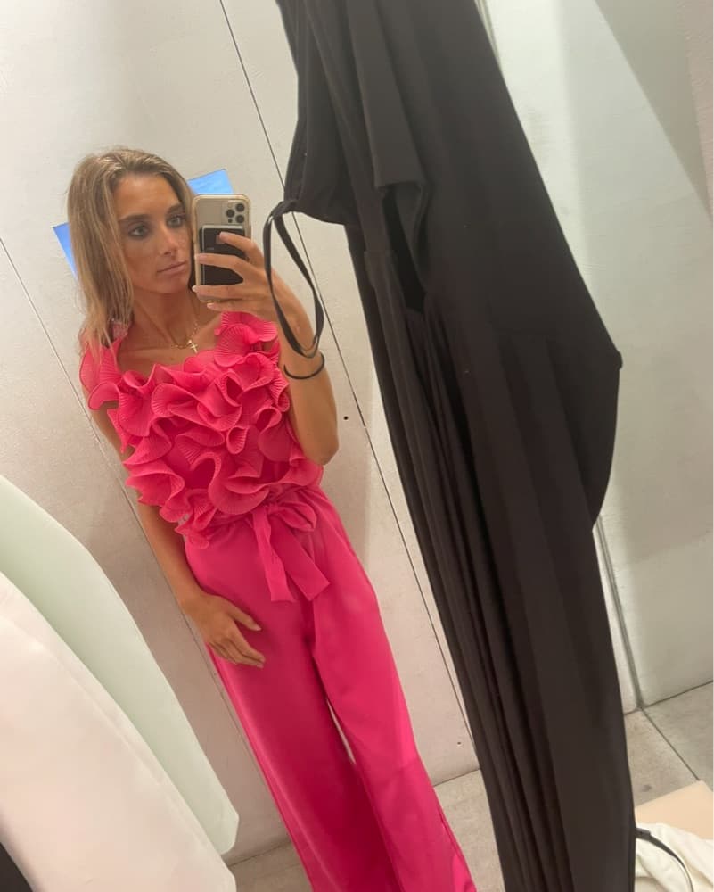 Zara Pink Ruffle Jumpsuit - Image 2