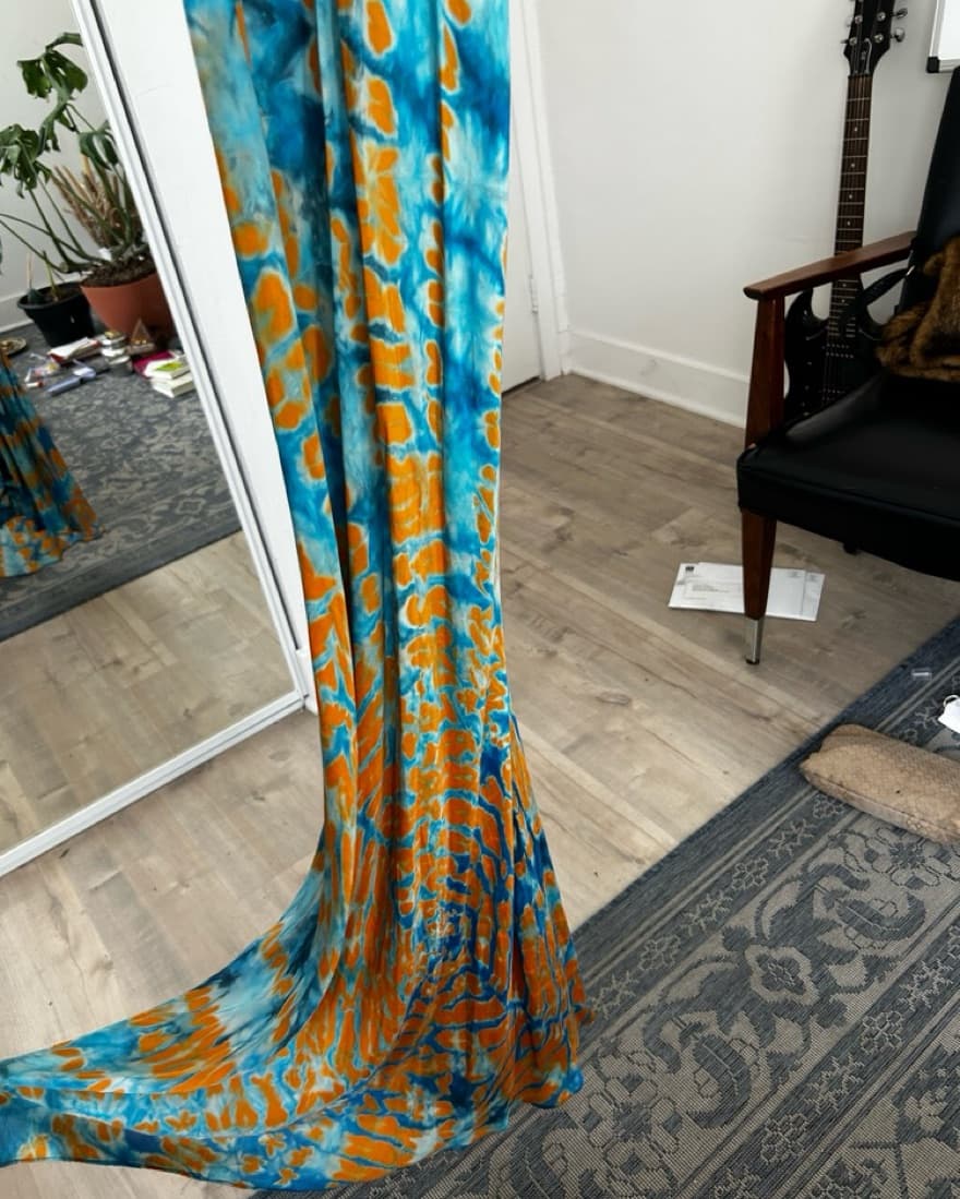 Blue & Orange Silk Dress - Image 3
