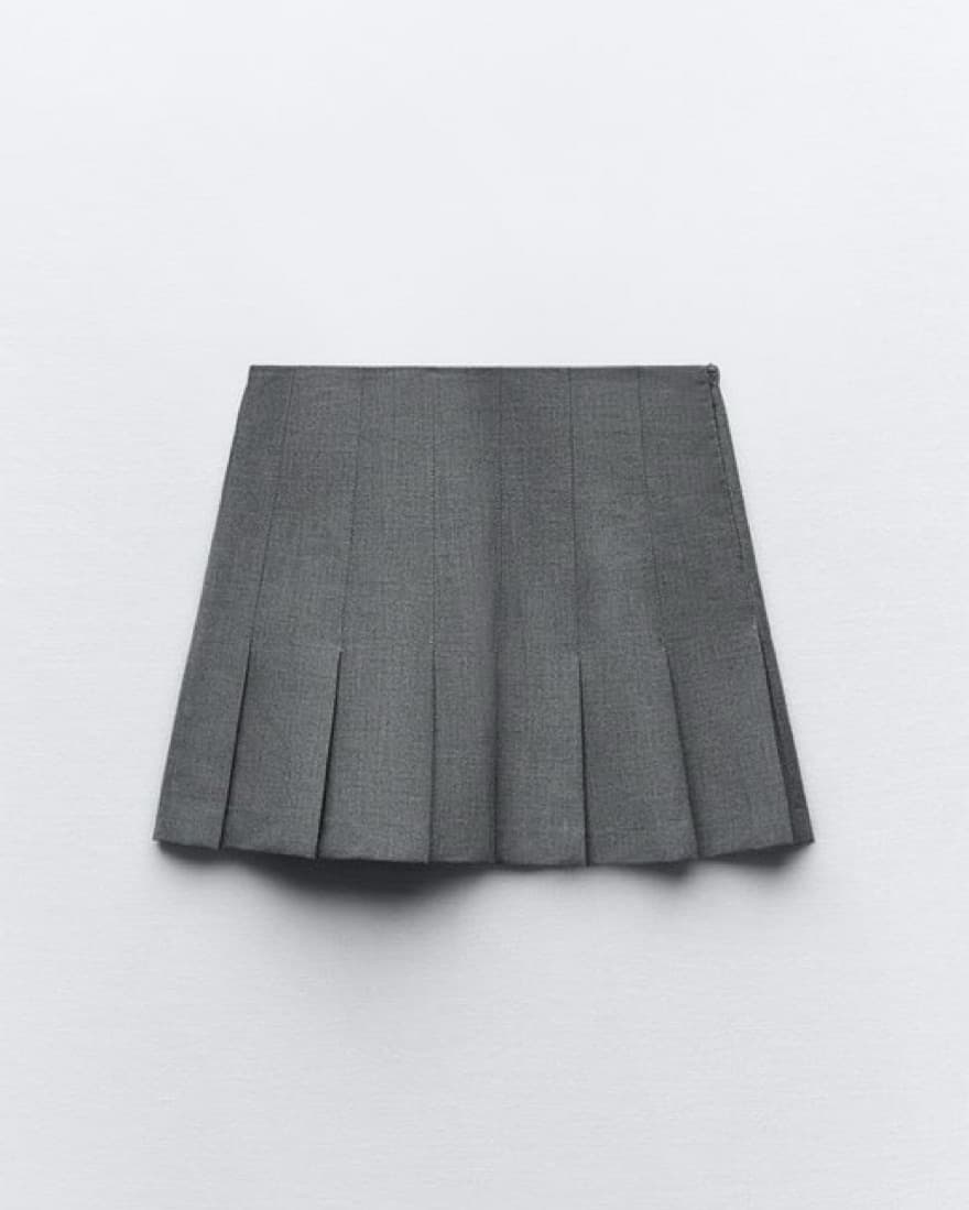 Zara Light Gray Pleat Mini Skirt - Image 1