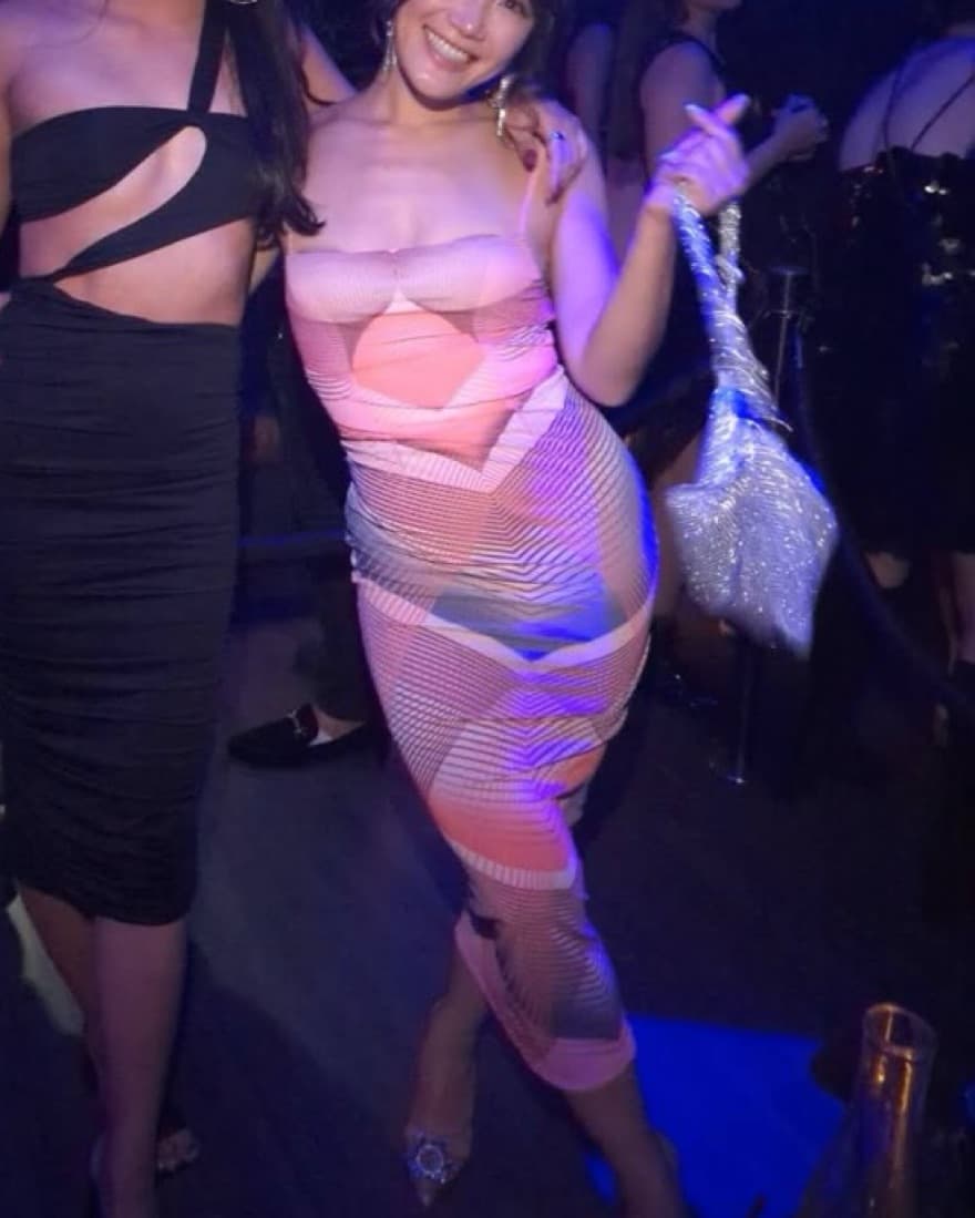 Afrm Pink Esmond Midi Mesh Dress - Image 3