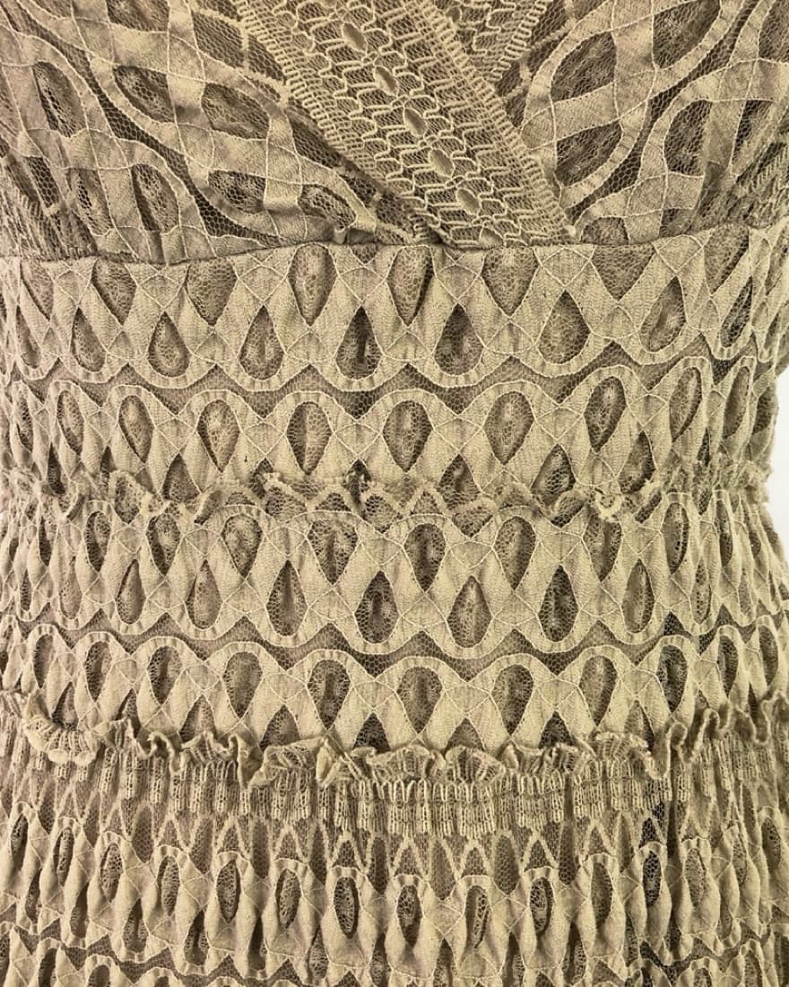 Max Studio Beige Stretch Lace Midi Dress - Image 3