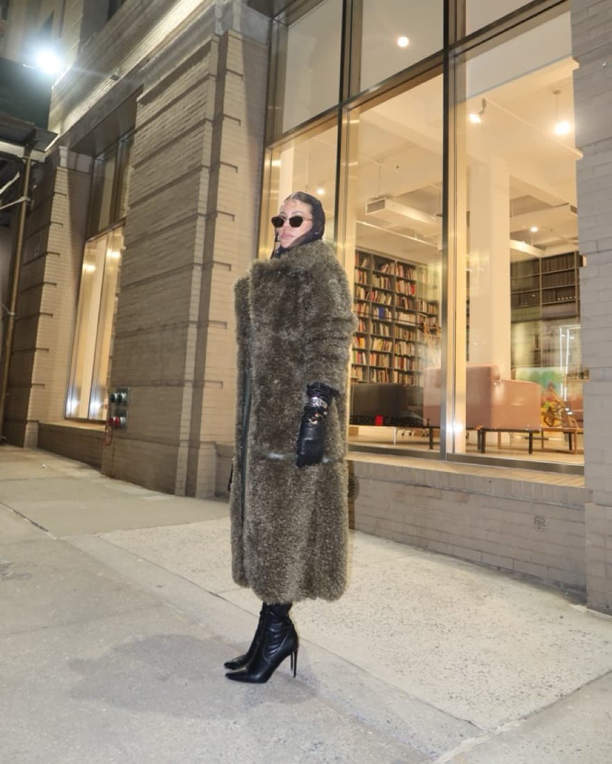 Dark Green Faux Fur Coat - Image 4