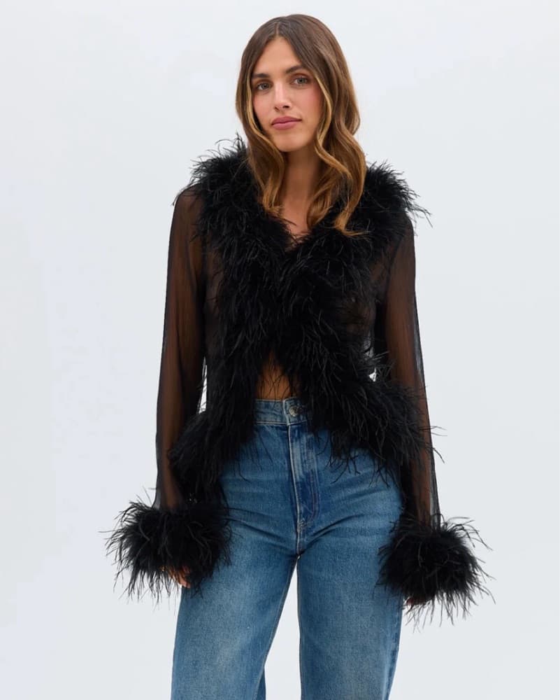 Bubish Gigi Black Feather Blouse - Image 1
