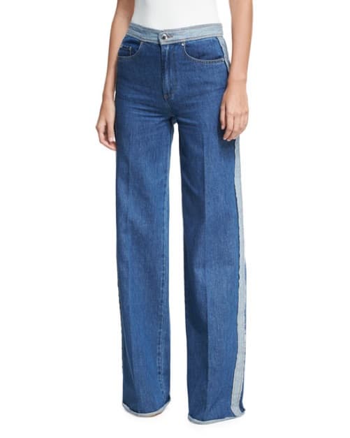 Red Valentino Two Tone Wide Leg Jeans  - Image 1