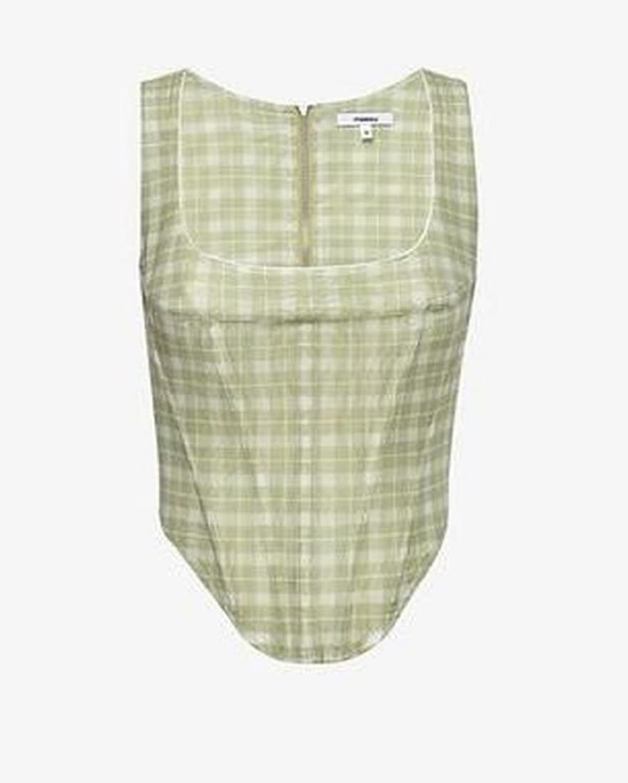 Miaou Green Plaid Corset Top - Image 2