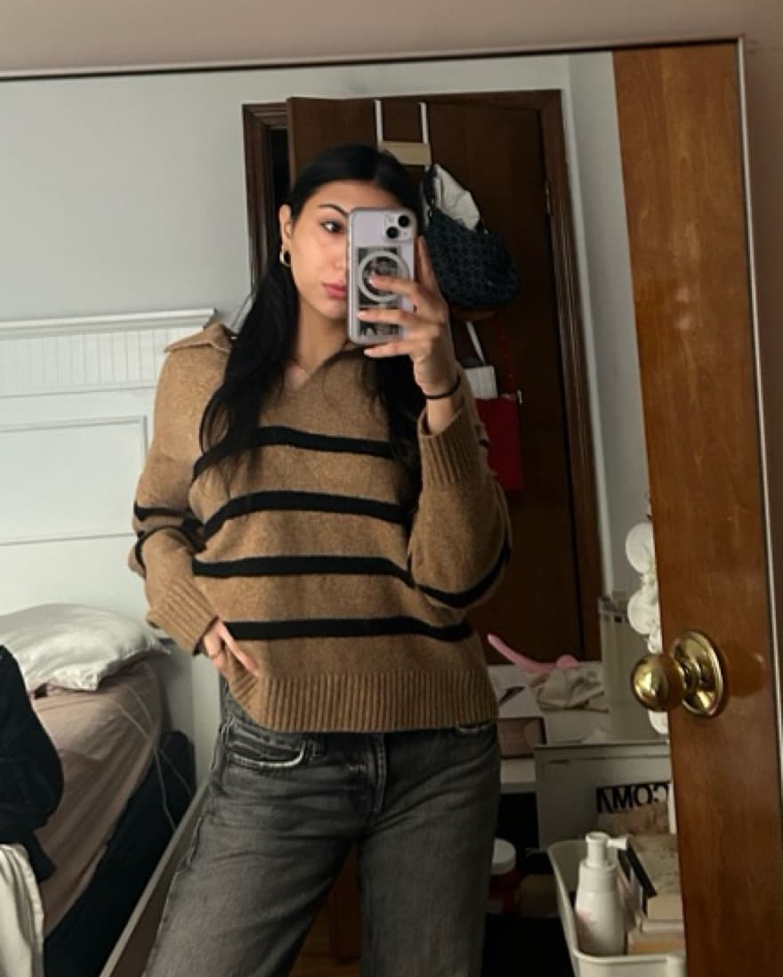 Striped Collar Sweater - Image 1