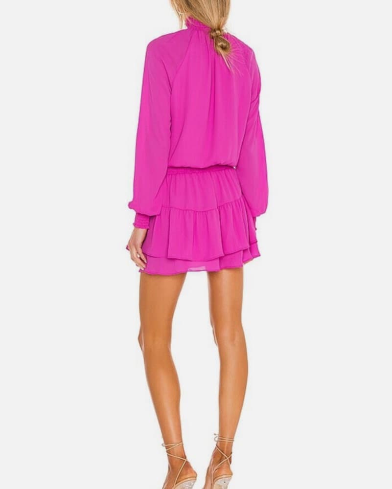Pink krisa Turtleneck Ruffle Skirt Dress - Image 2