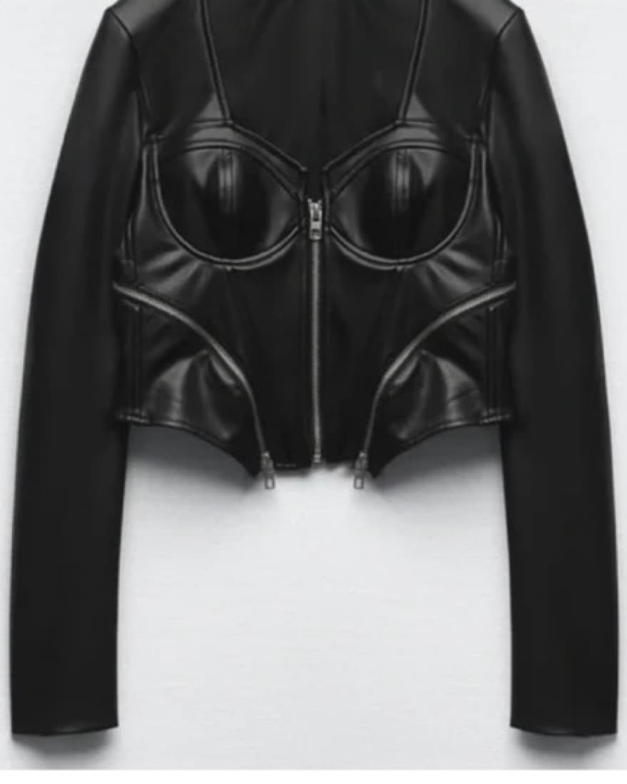 LEATHER BIKER CORSET TOP - Image 2