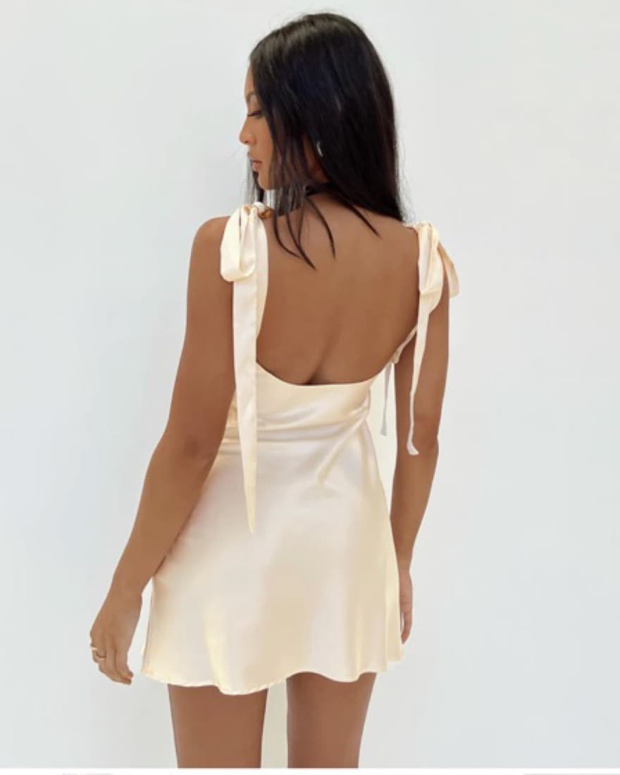 Lioness Chic Cream Satin Mini Dress - Image 2