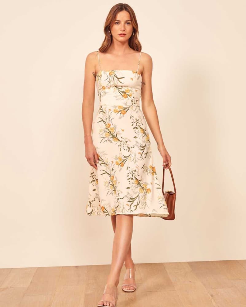 Reformation Peach Dress In white  - Image 3