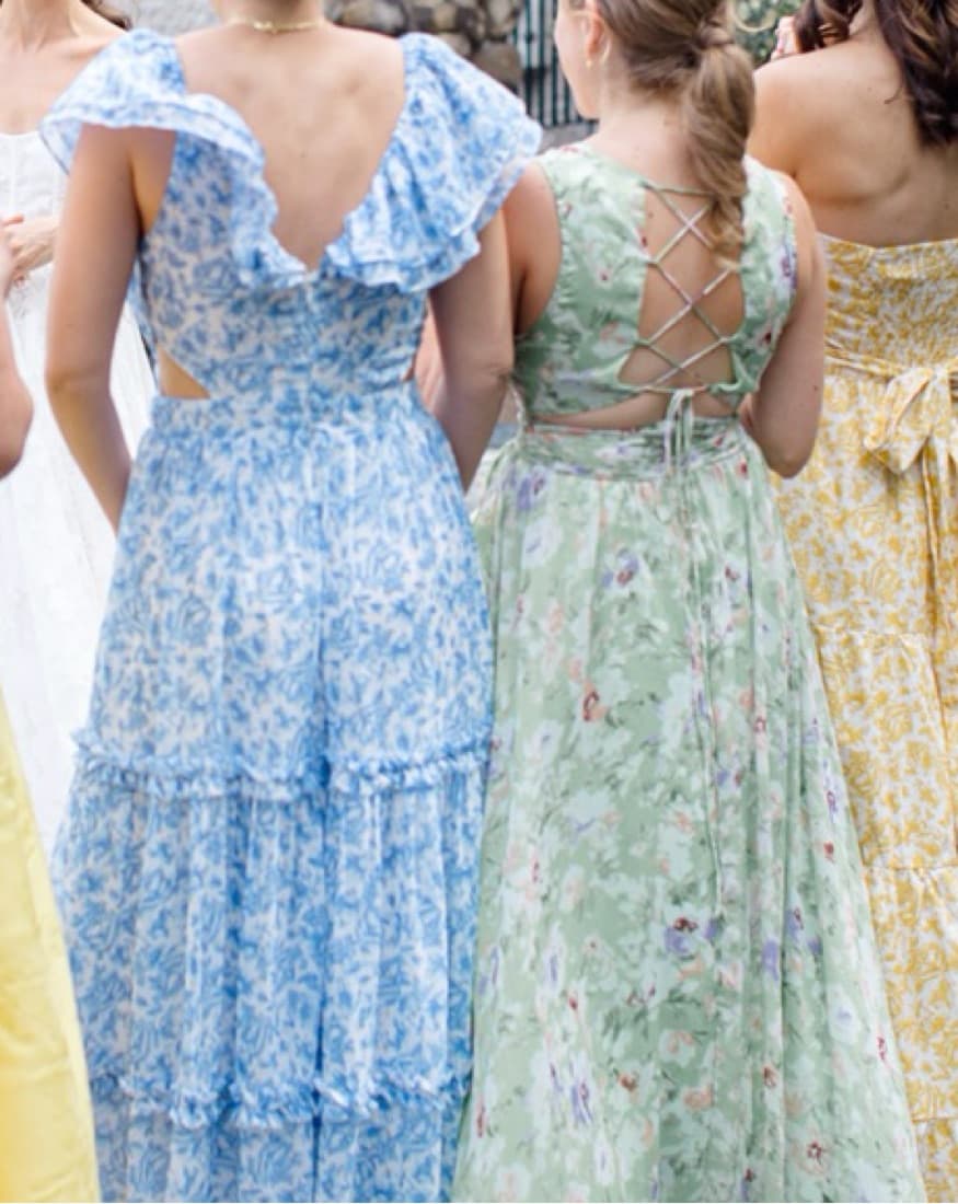 Aqua Floral Blue Maxi Dress - Image 2