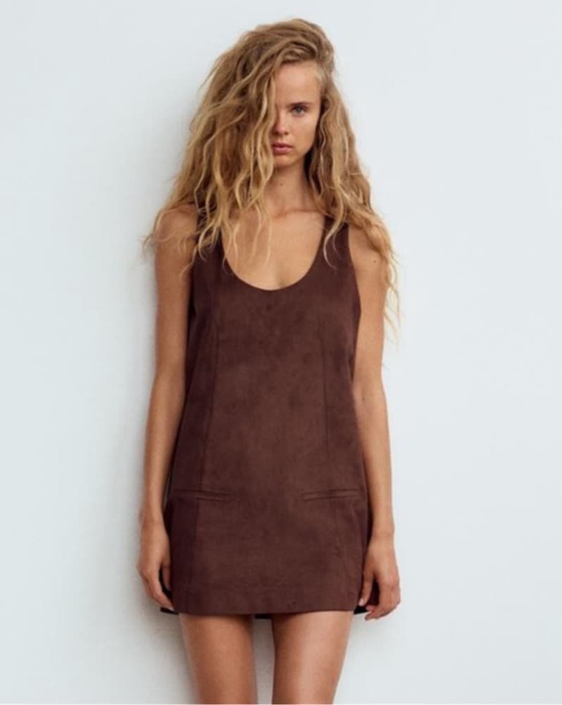 Brown Suede Mini Dress - Image 1