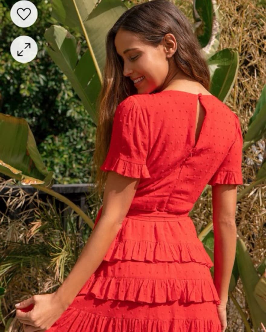 Charming Red Ruffle Mini Dress - Image 5