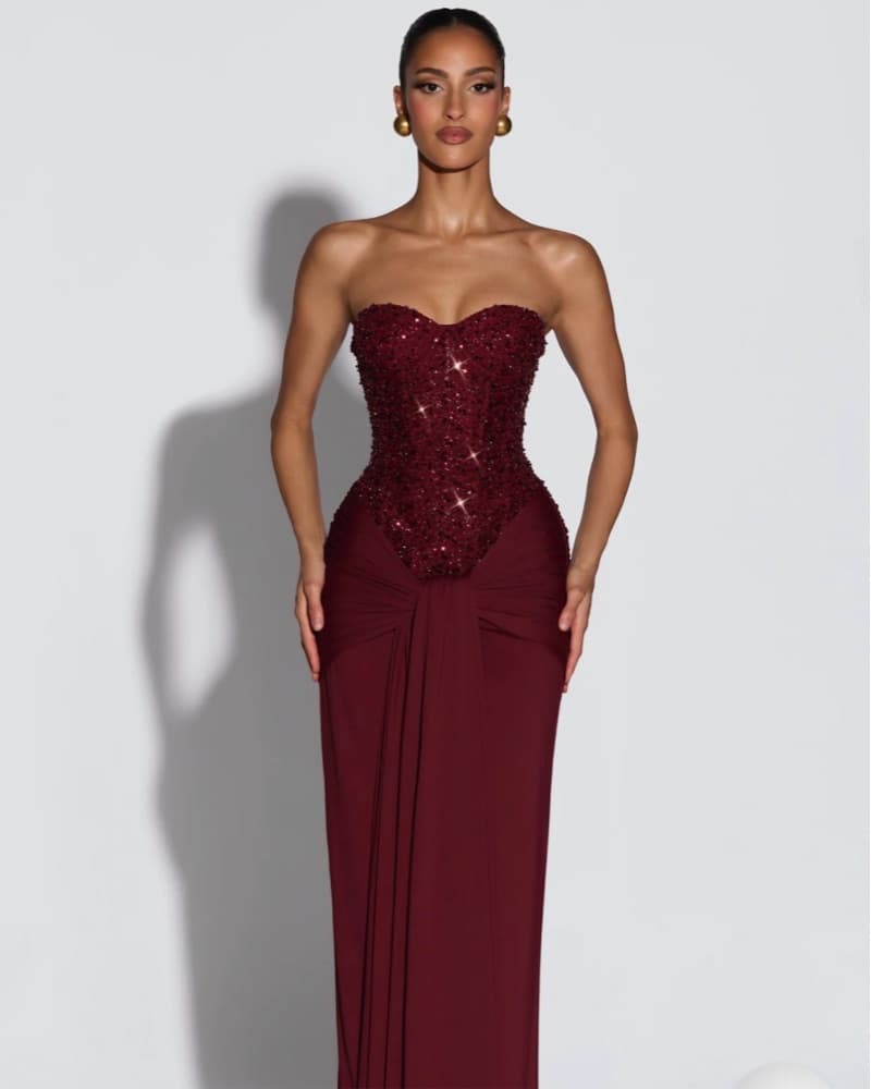 Burgundy Carina Maxi Dress - Image 1