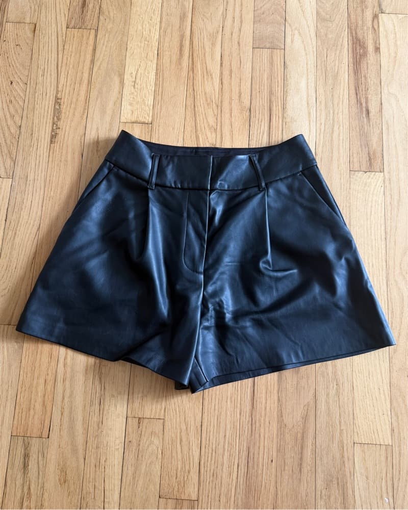 Leather Look Flare Shorts - Image 2