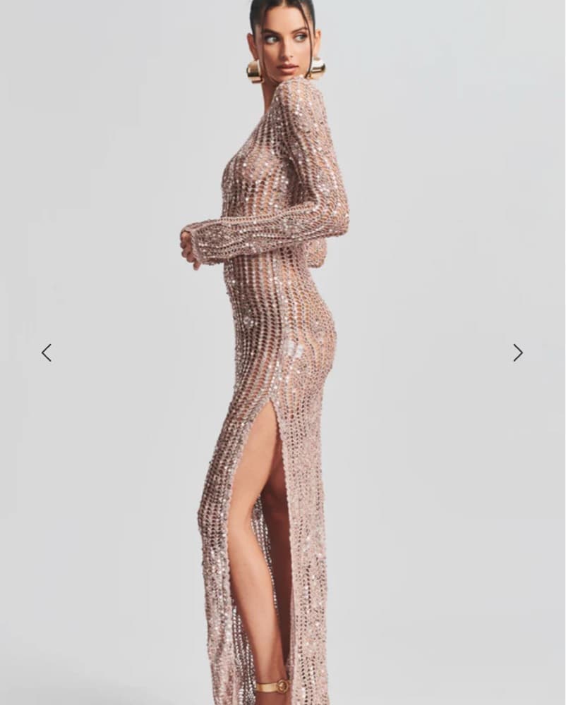 Retrofete Crochet Dress With Sequins - Image 2