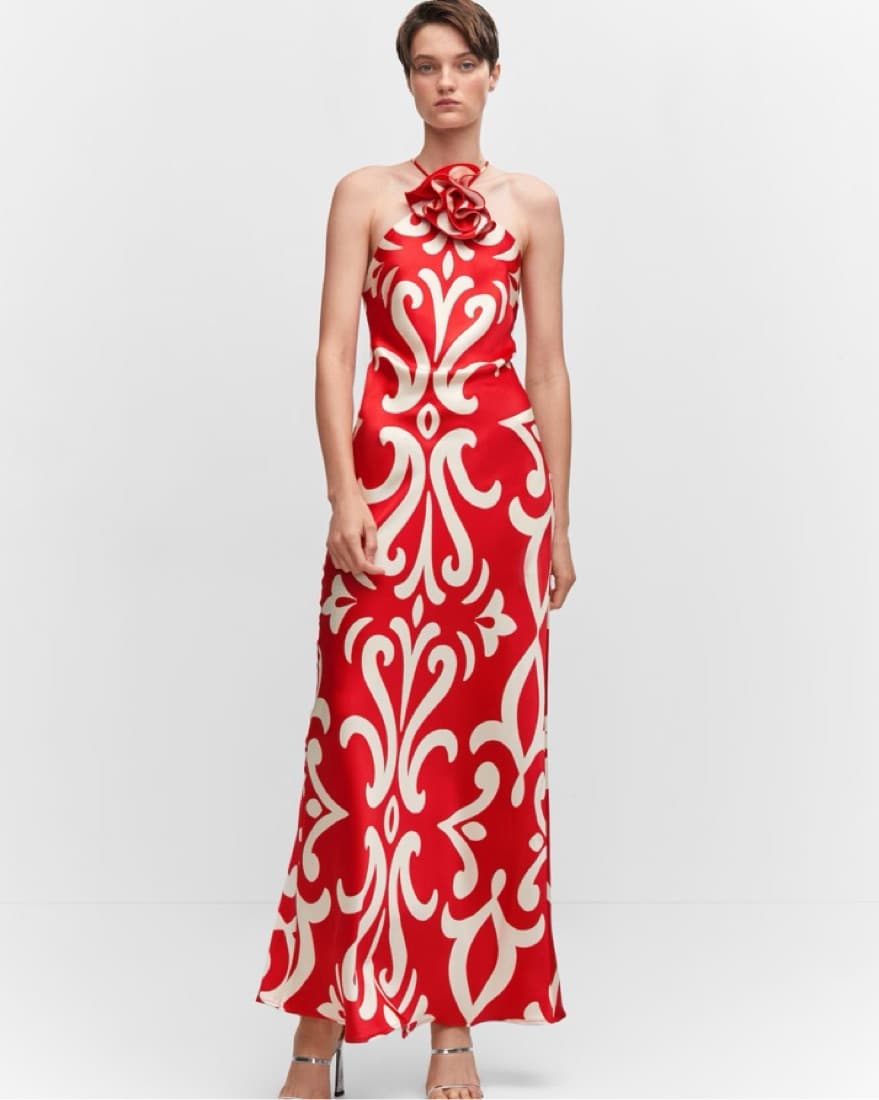 Mango Halter Dress with Flower Detail - Image 2