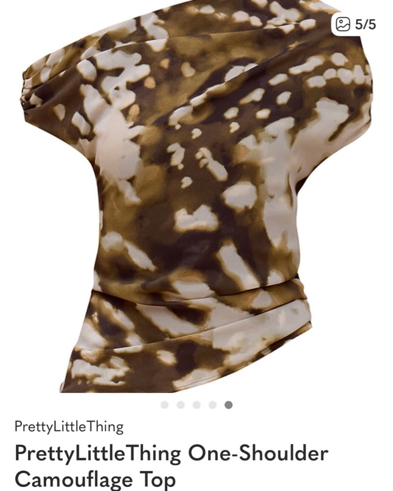 Patterned One-Shoulder Camouflage Top - Image 5