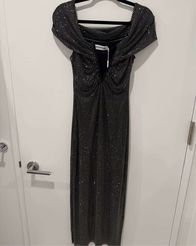 Self-Portrait Black Off Shoulder Dress - Image 4