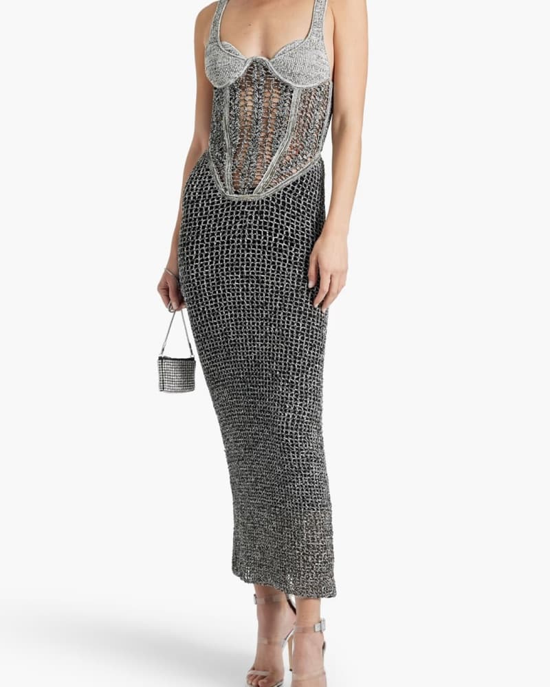 DION LEE Marled open-knit midi dress - Image 3