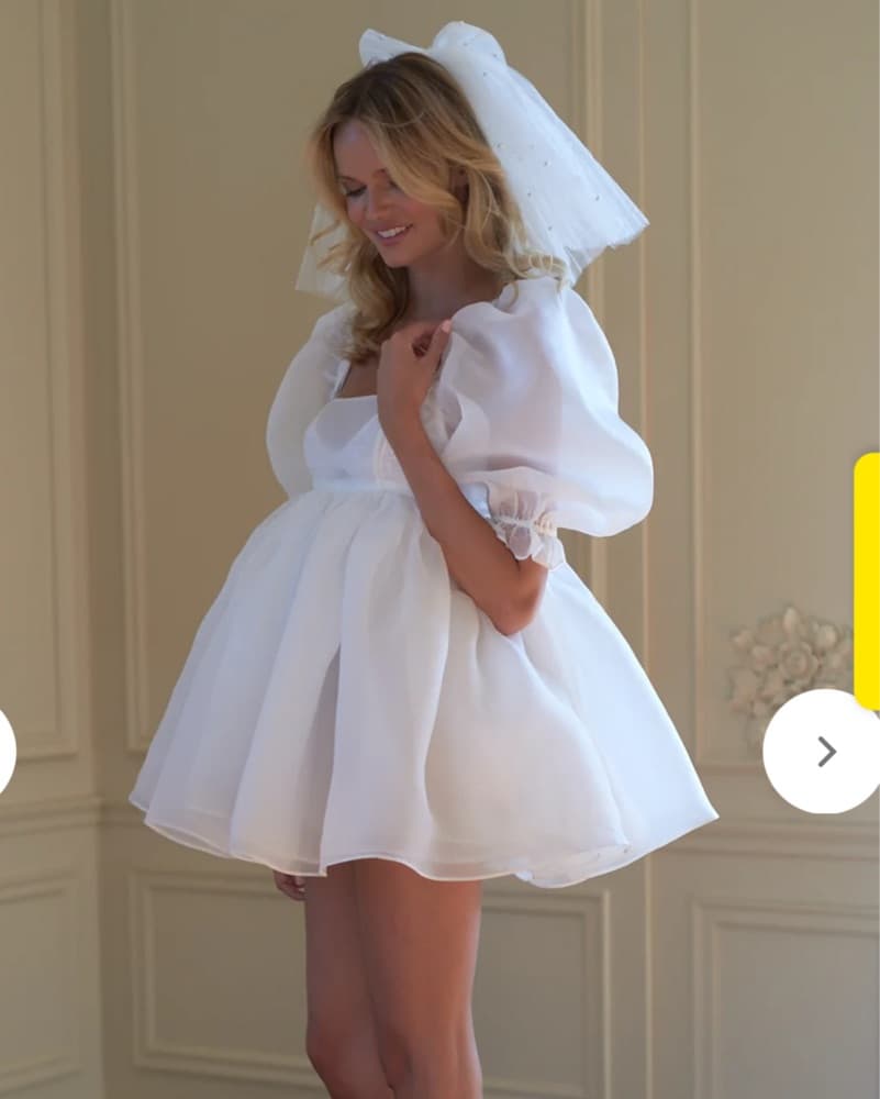 Selkie Puff Dress In White - Image 4