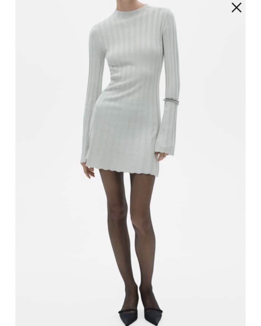 Silver Long Sleeve Mini Dress - Image 1
