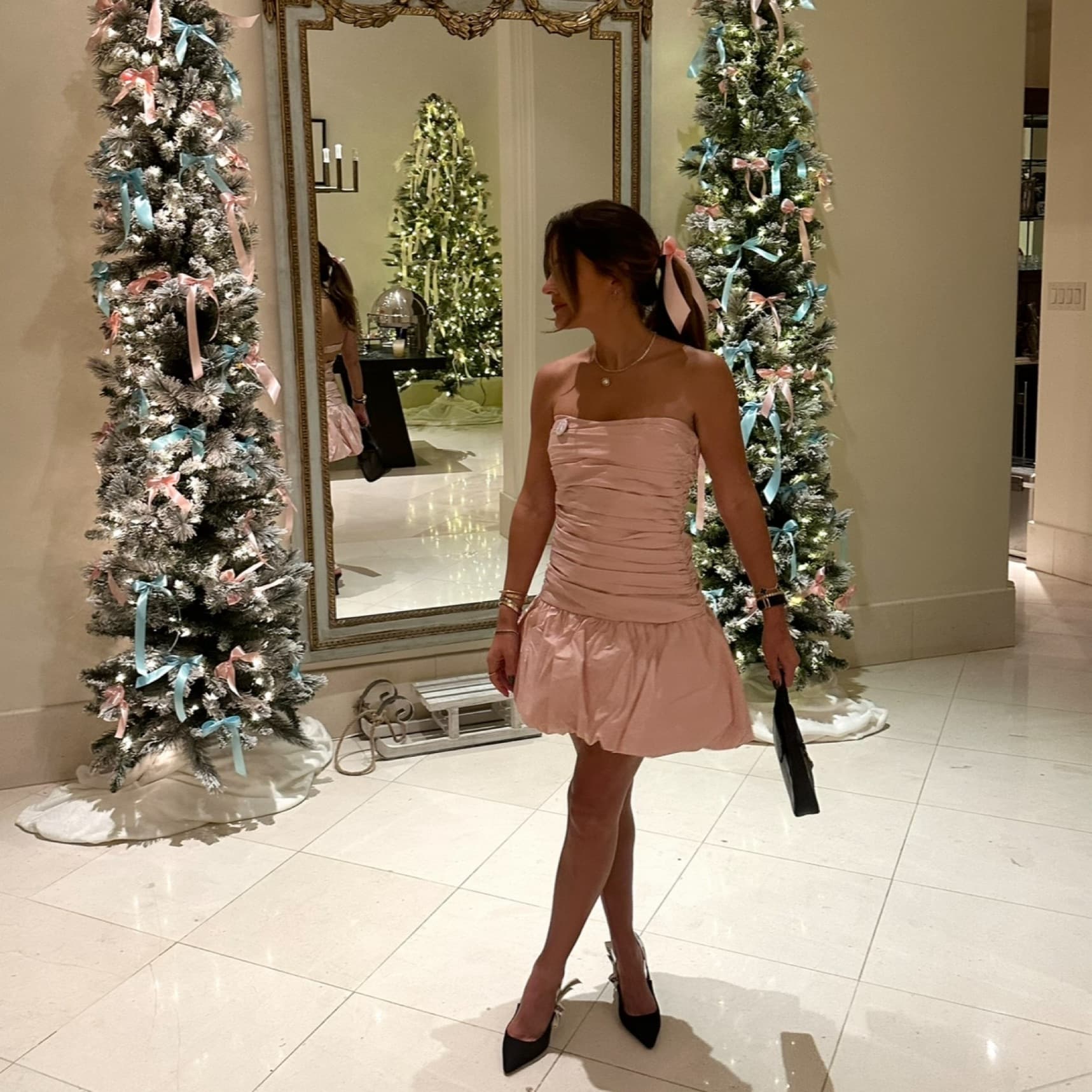 Fran Ruched Cotton Mini Dress - Rose - Image 1