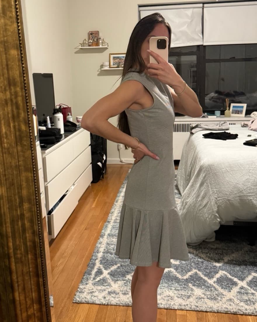 Theory Gray Flounce Dress - Image 2