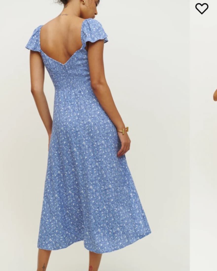 Reformation Baxley Dress in Blue Floral - Image 3