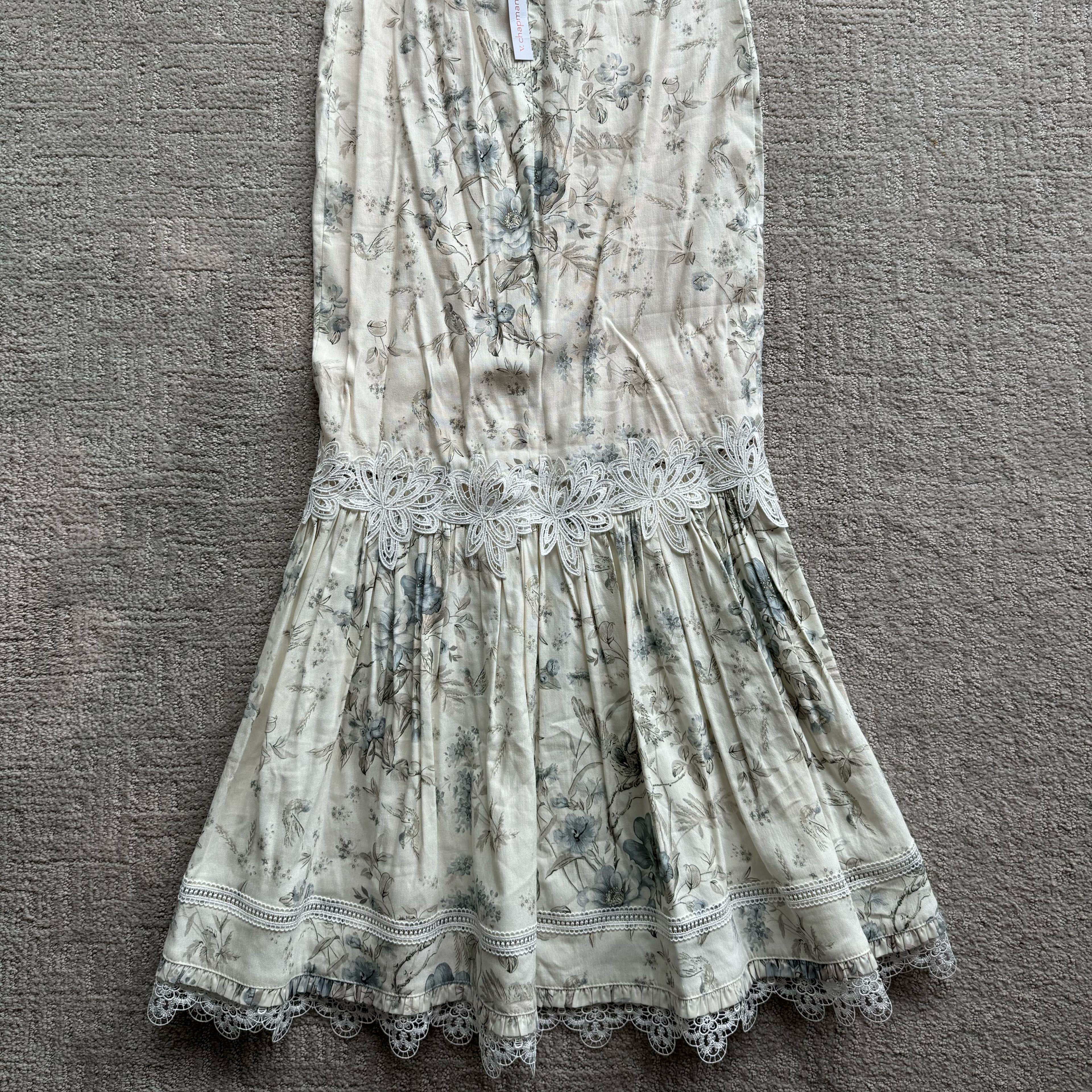 V.Chapman Blue Floral Skirt - Image 6