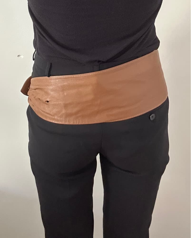 Vintage Starfish Gold Brown Leather Waist Belt - Image 2