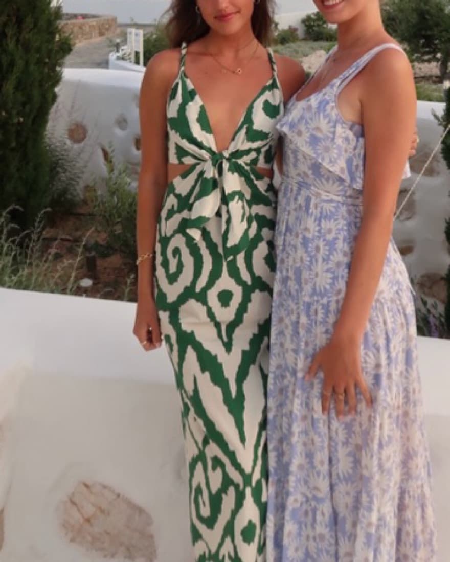 Johanna Ortiz Green/White Midi Dress - Image 1