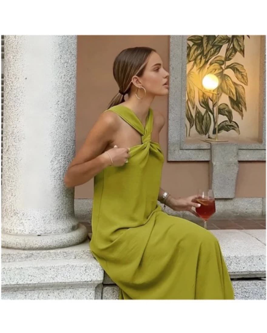 Vibrant Halter Dress with Knot  - Image 4