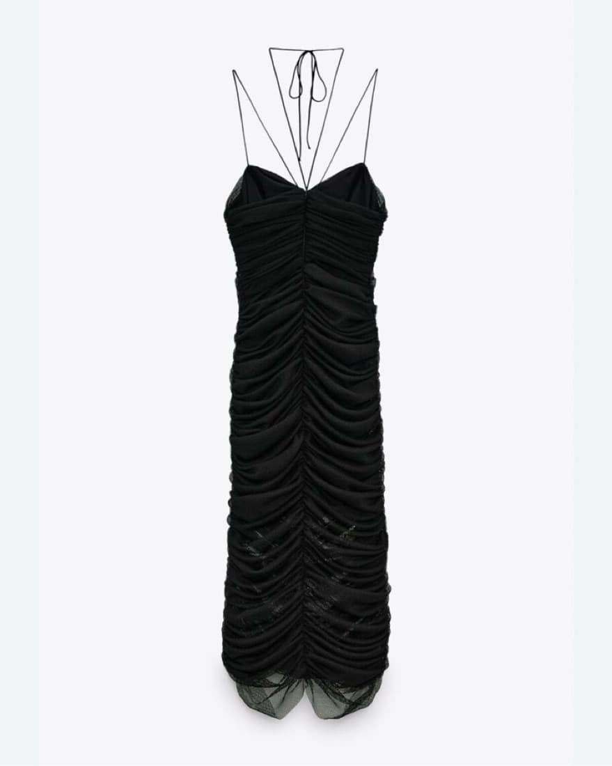 Zara Black Draped Tulle Dress - Image 1