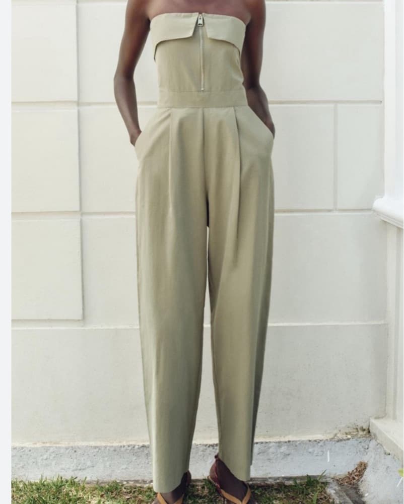 Khaki / Green Jumpsuit with Zipper - Image 1