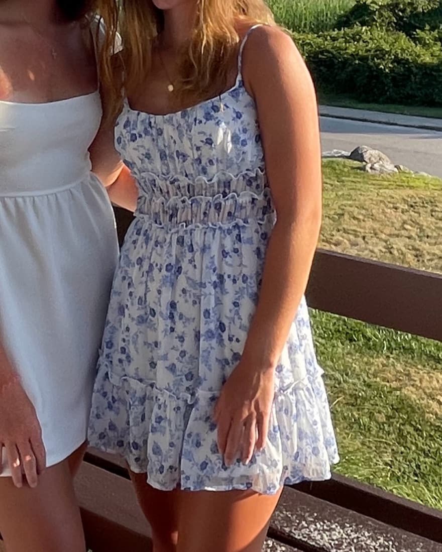Blue Floral Mini Dress - Image 3