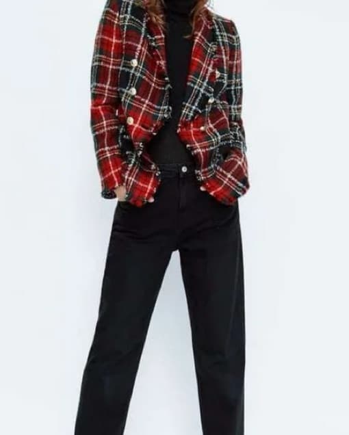 ZARA TARTAN BLAZER - Image 1