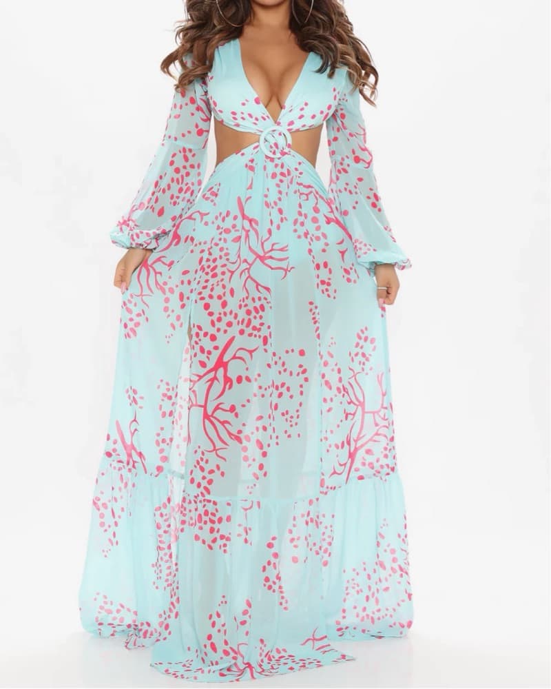 Vibrant Floral Maxi Dress - Image 1