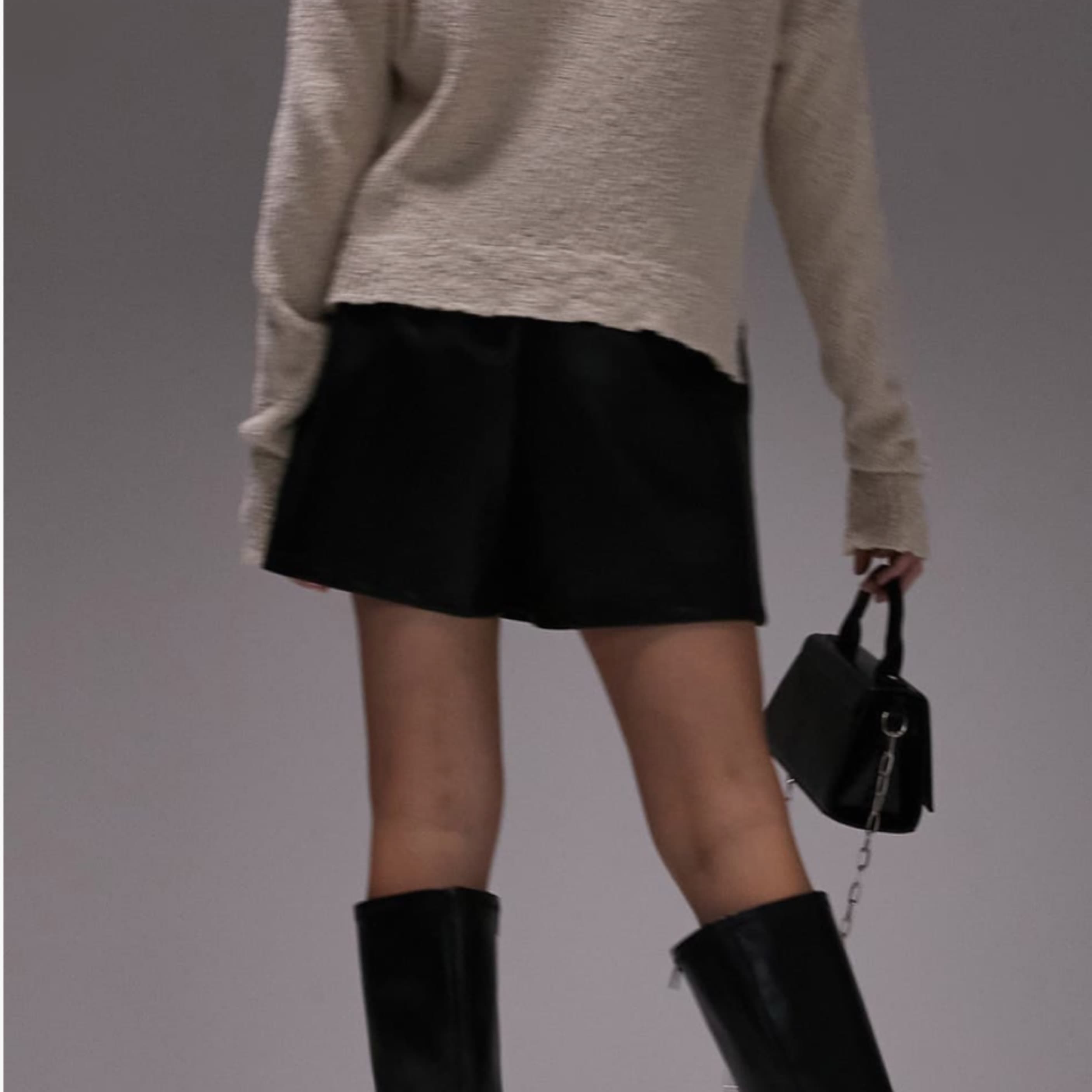 Topshop Faux Leather Drawstring Shorts - Image 2