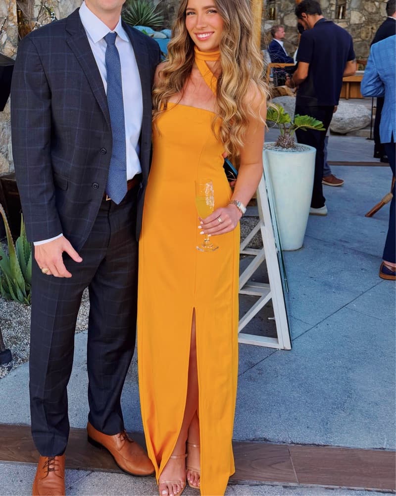 Radiant Orange Maxi Dress With Choker - Image 1