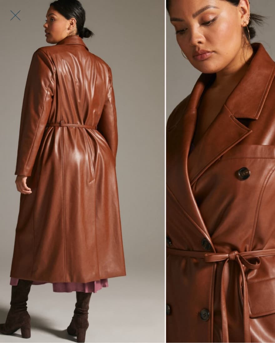 Reese Vegan Leather Brown Trenchcoat - Image 3