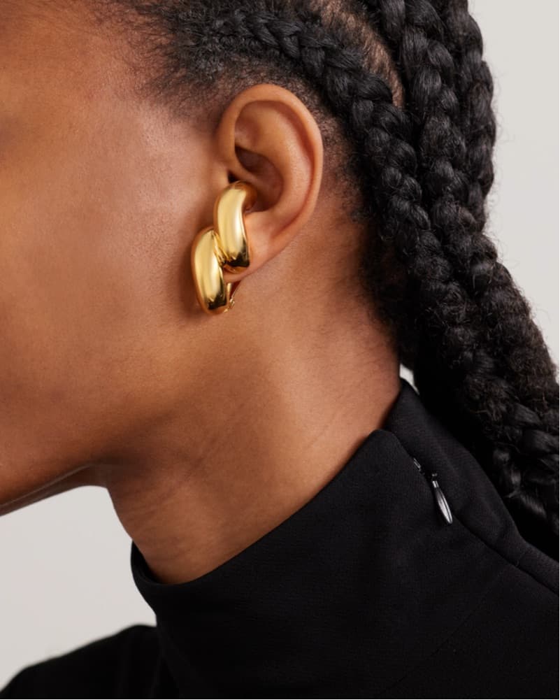 Alaïa Gold Tone Clip Earrings - Image 2