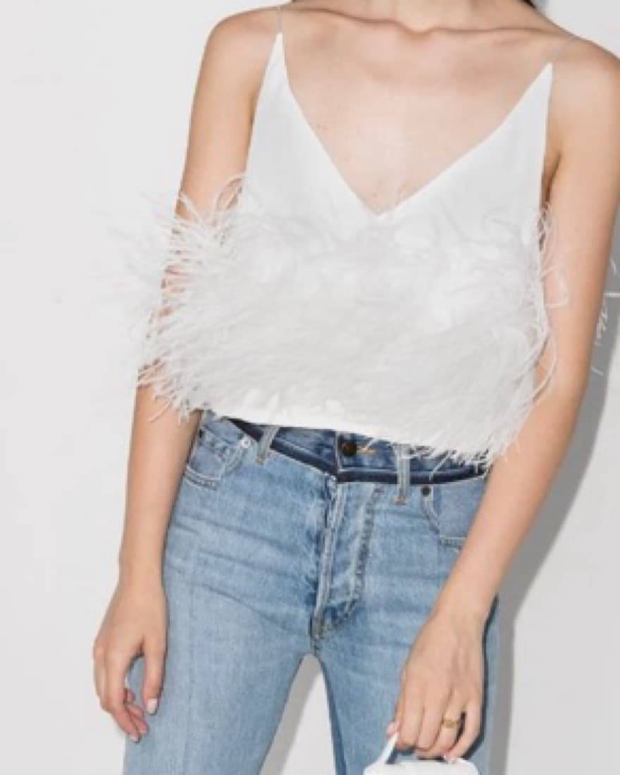 16Arlington Poppy Feather Top In White - Image 1