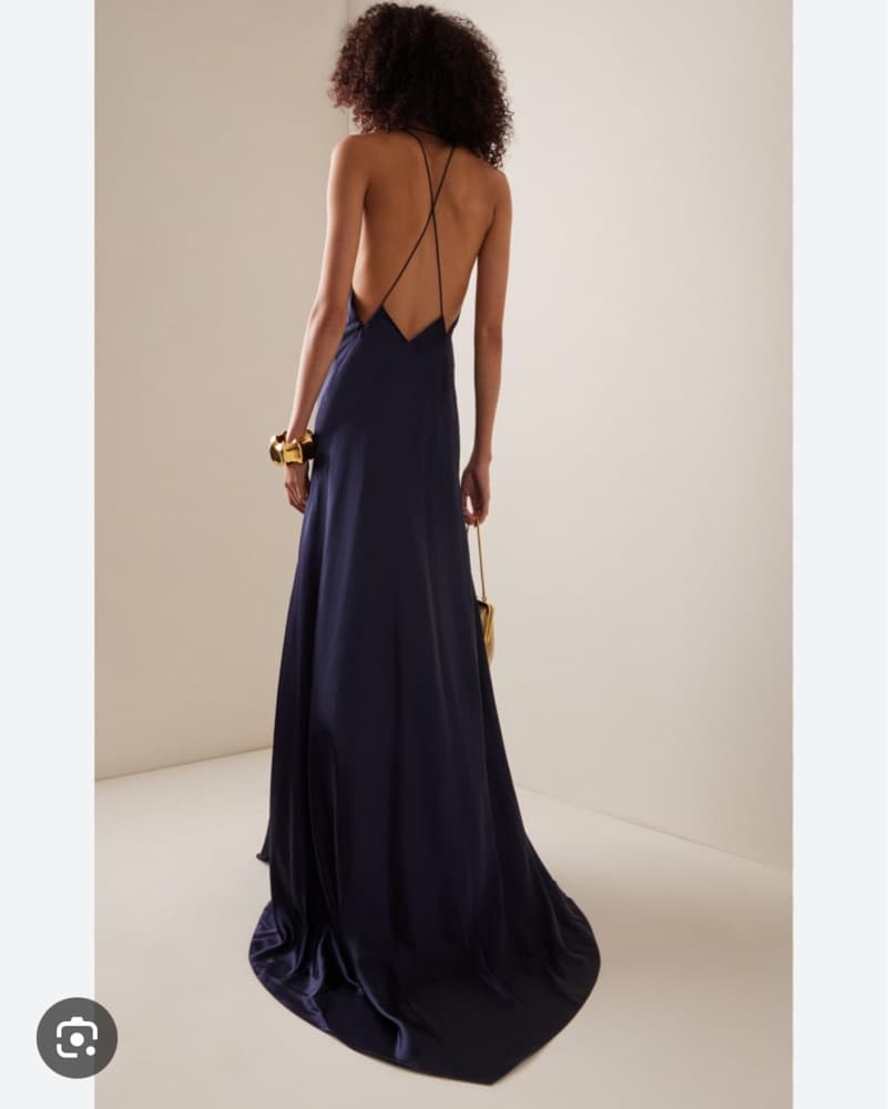BOND GIRL Navy Silk Dress - Image 5