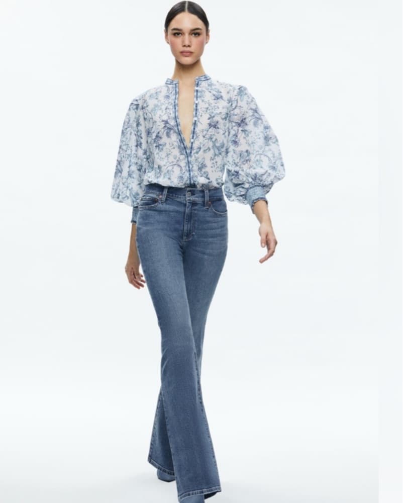 Alice + Olivia Blue Pattern Blouse - Image 2