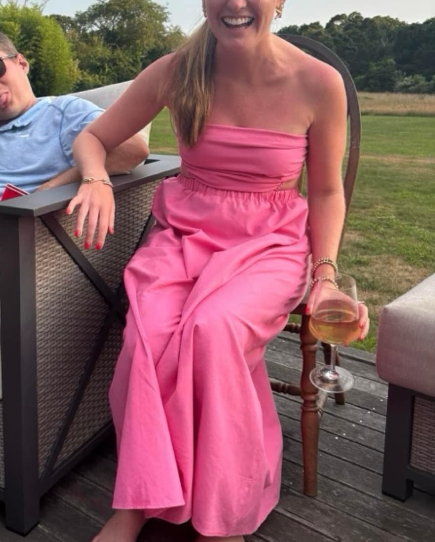 Vibrant Fuchsia Strapless Maxi Dress - Image 6