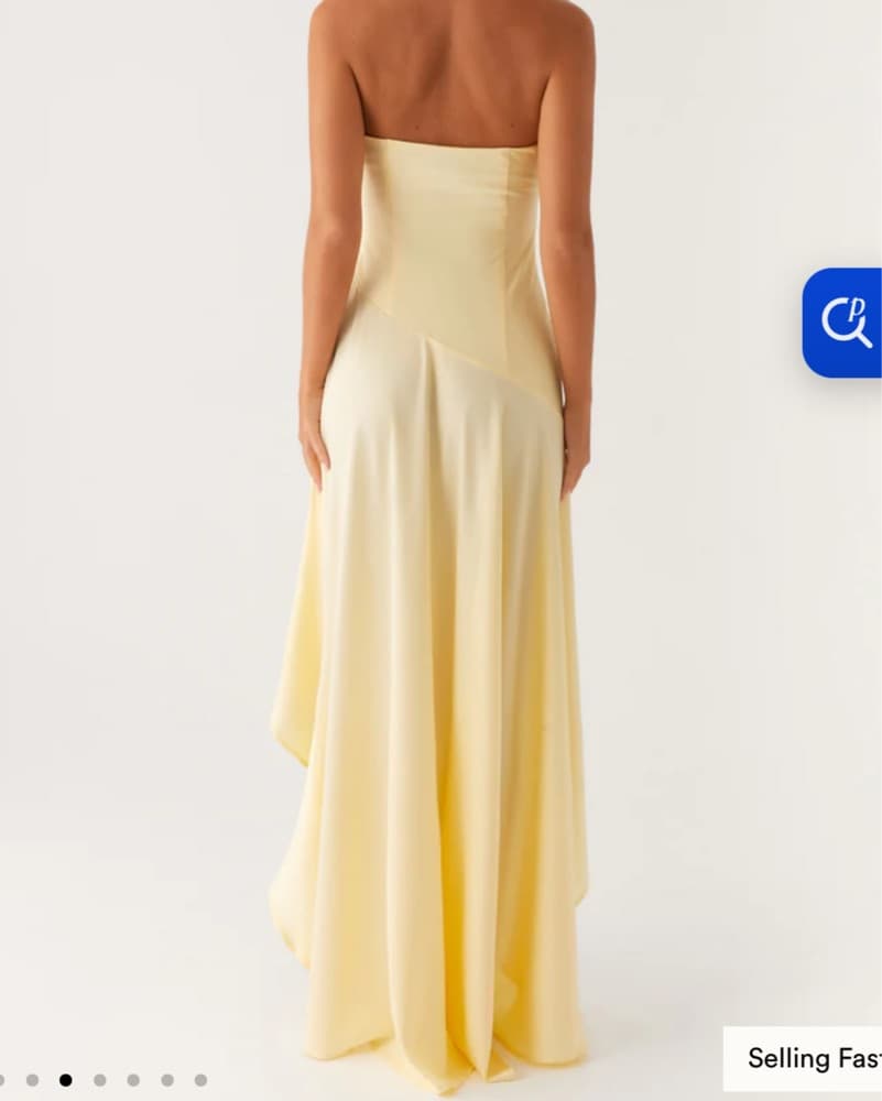 Light Yellow Formal Strapless Dress  - Image 2