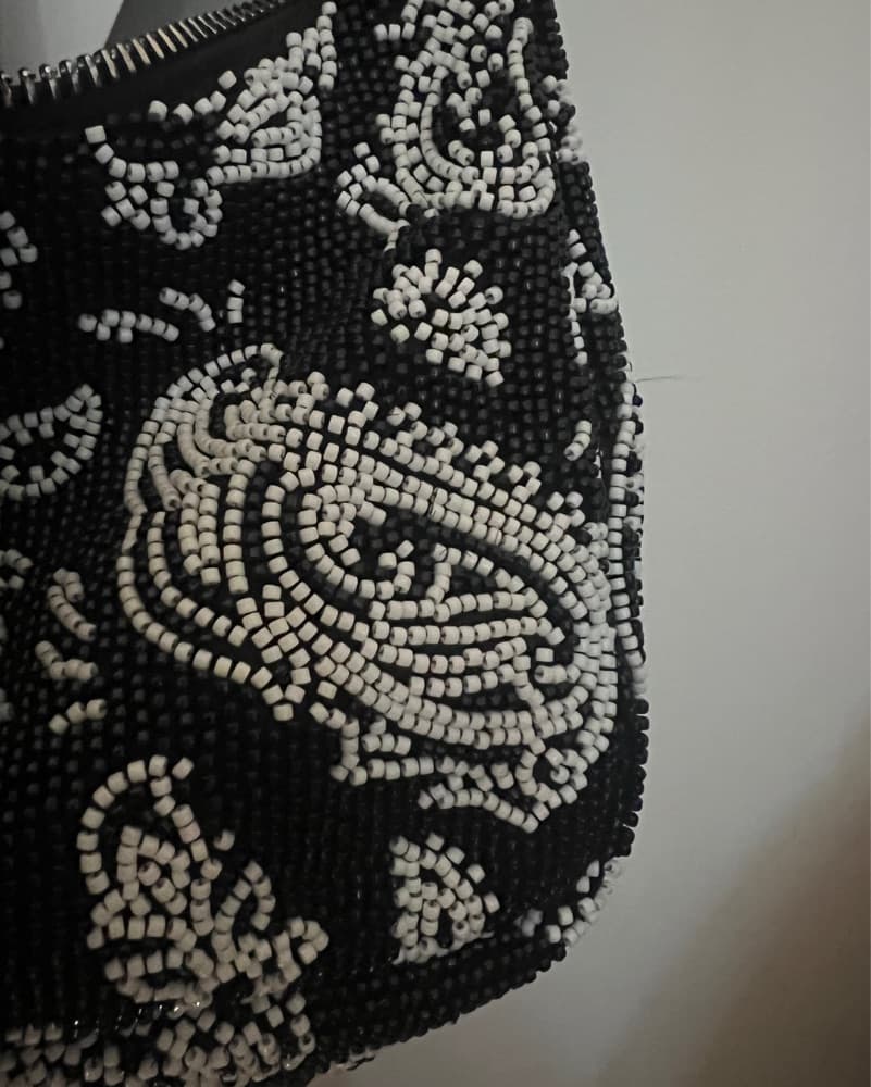 RARE Stunning Beaded Black Handbag - Image 2