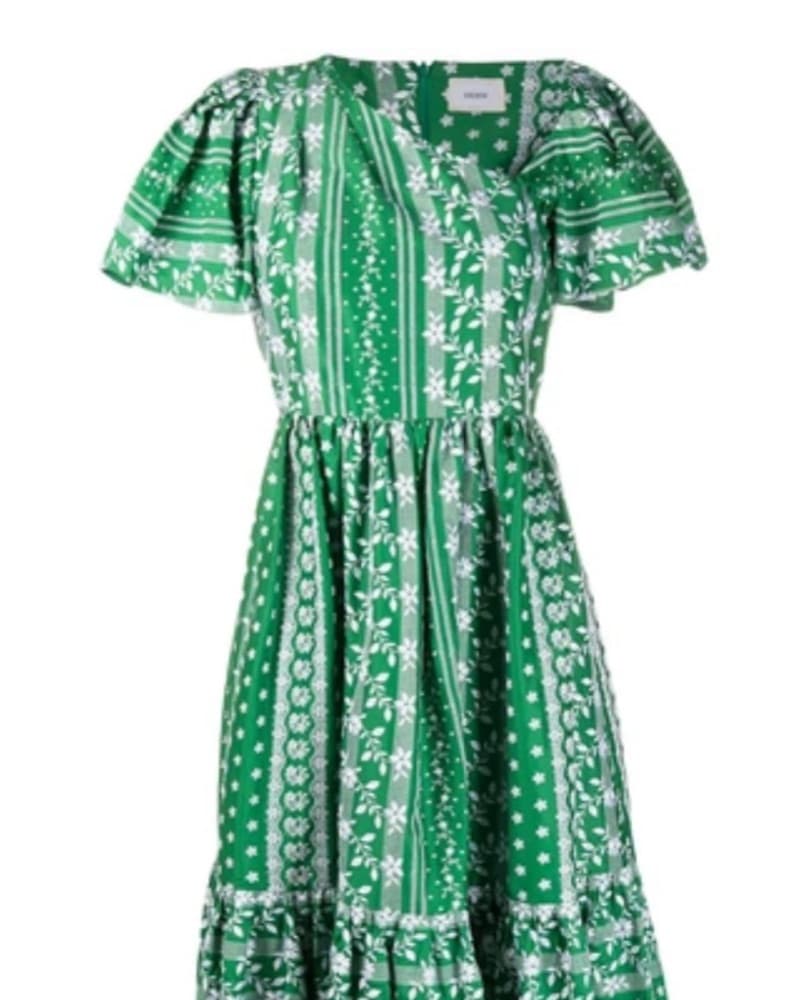 Erdem Green Embroidered Dress - Image 2